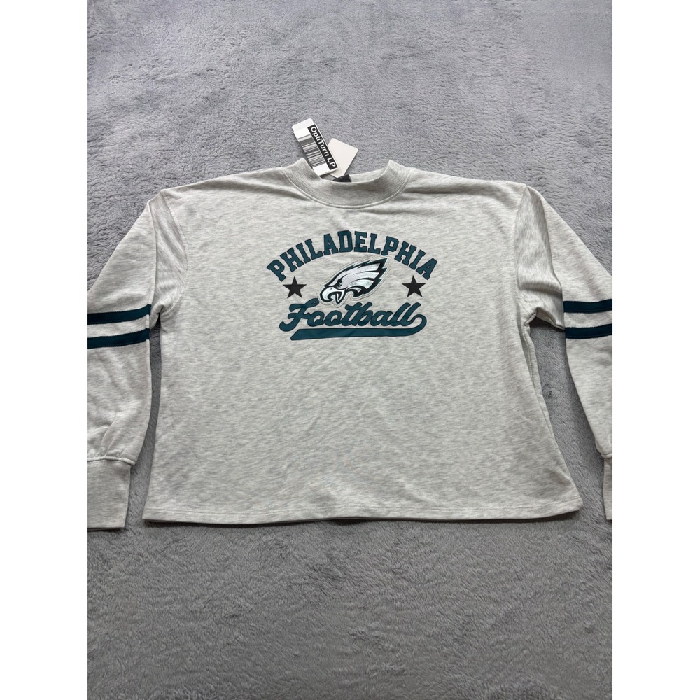 Philadelphia Eagles NFL Womens XL Oatmeal Heather Cropped Sweatshirt NEW